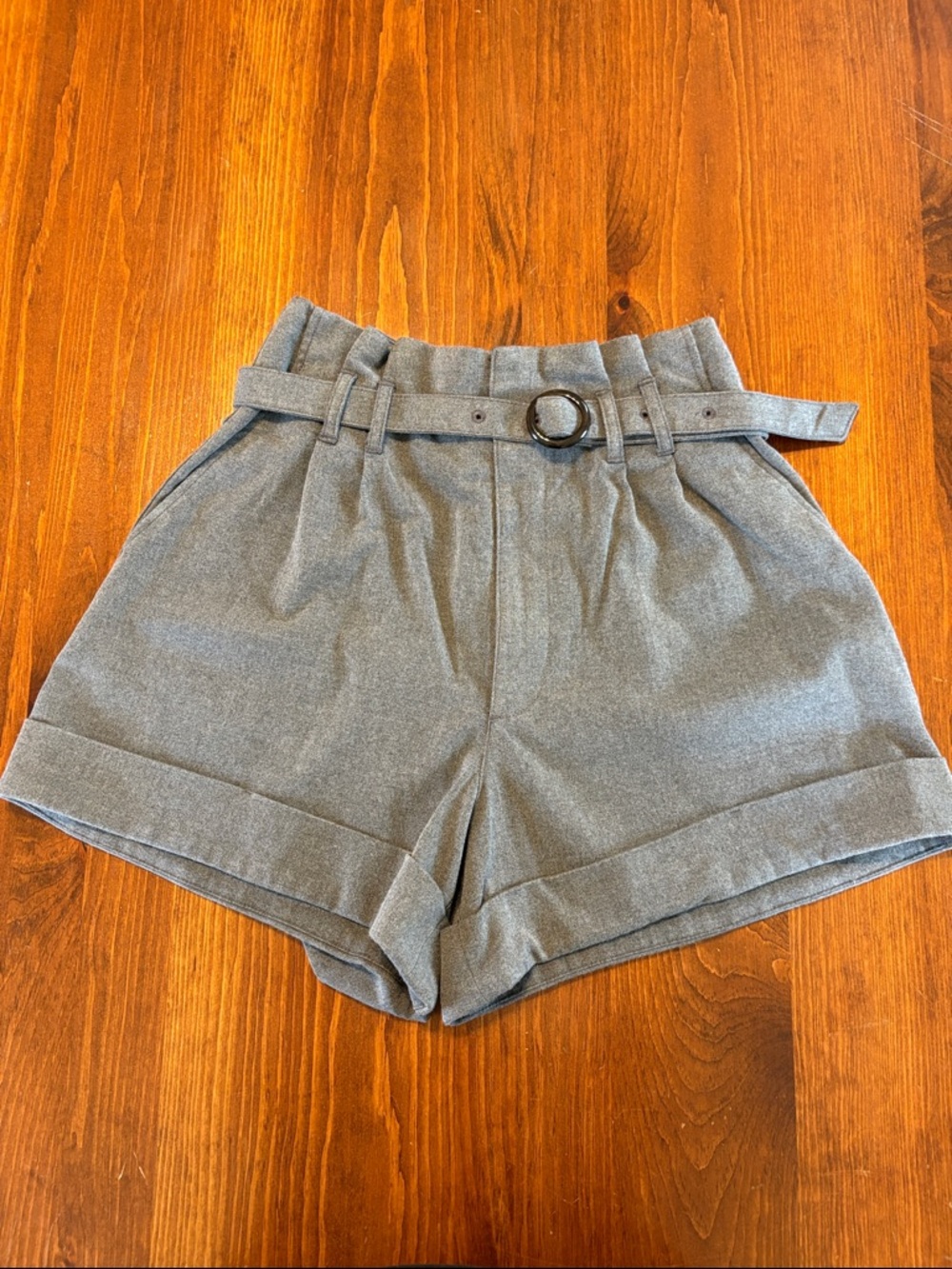 Abercrombie & Fitch Gray High-Waist Belted Shorts